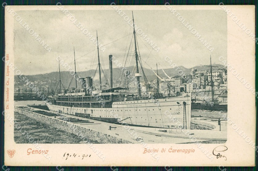 Genova Città Bacini di Carenaggio Nave cartolina VK0687 – fronte