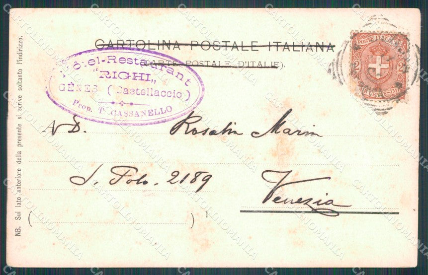 Genova Città Ristorante Righi PIEGATA cartolina VK0691 – retro