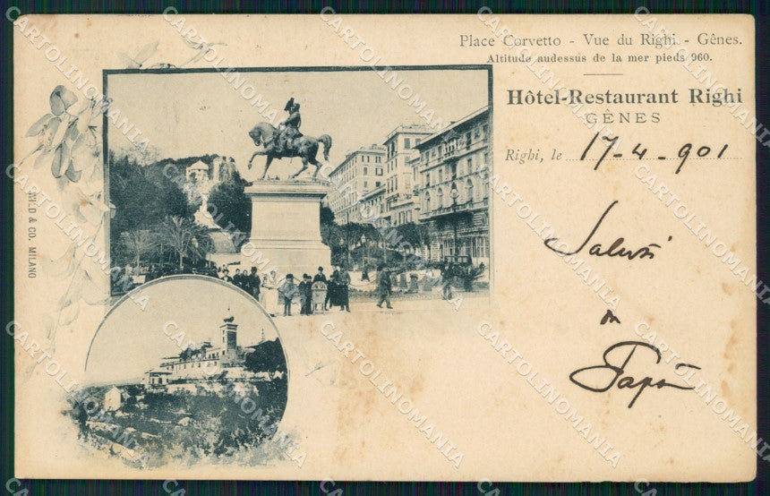 Genova Città Piazza Corvetto Ristorante Righi cartolina VK0692 – fronte