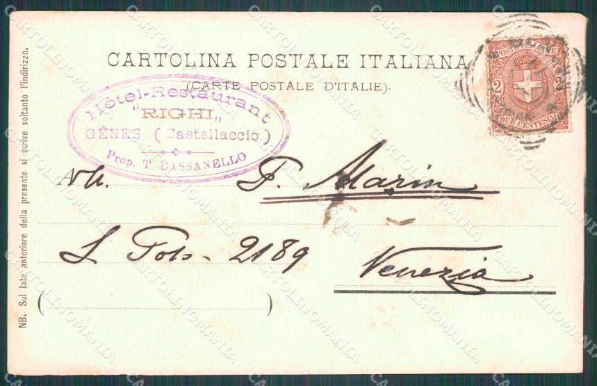 Genova Città Piazza Corvetto Ristorante Righi cartolina VK0692 – retro