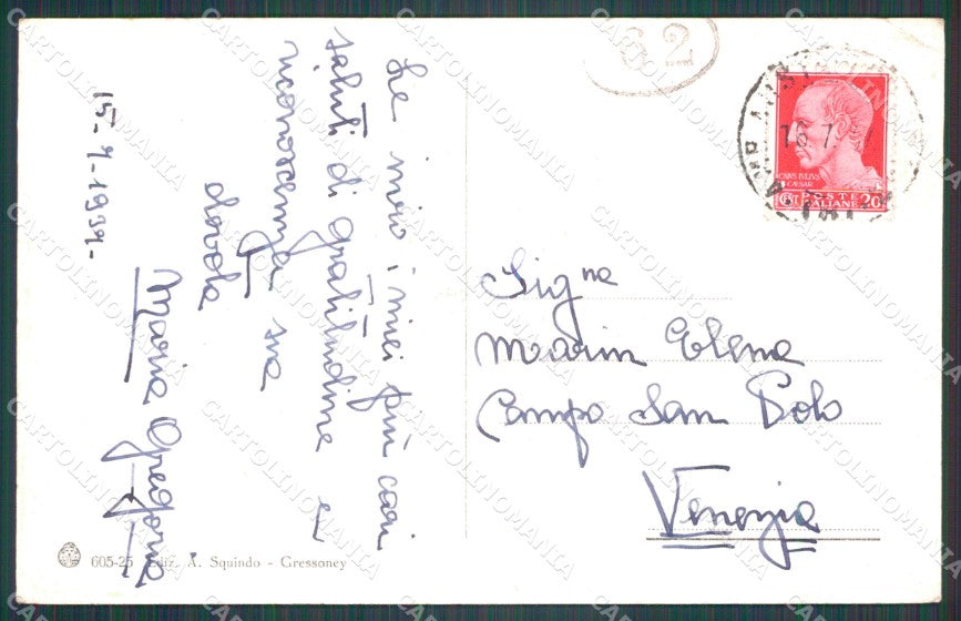 Aosta Gressoney Saint Jean Monte Rosa PIEGHINA cartolina VK0722 – retro