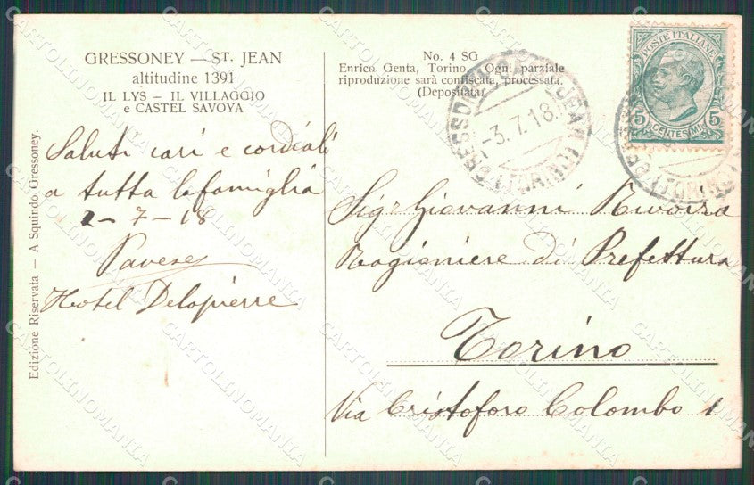 Aosta Gressoney Saint Jean Genta cartolina VK0727 – retro