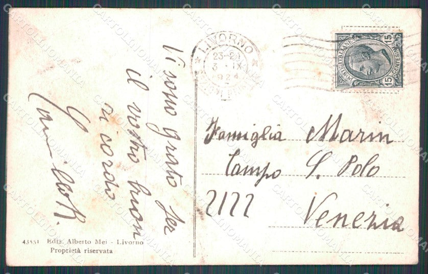 Livorno Città Accademia Navale PIEGHE cartolina VK0782 – retro