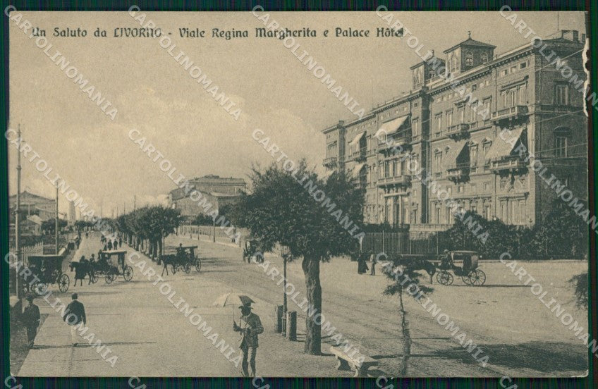 Livorno Città Carrozze PIEGA ABRASA cartolina VK0785 – fronte
