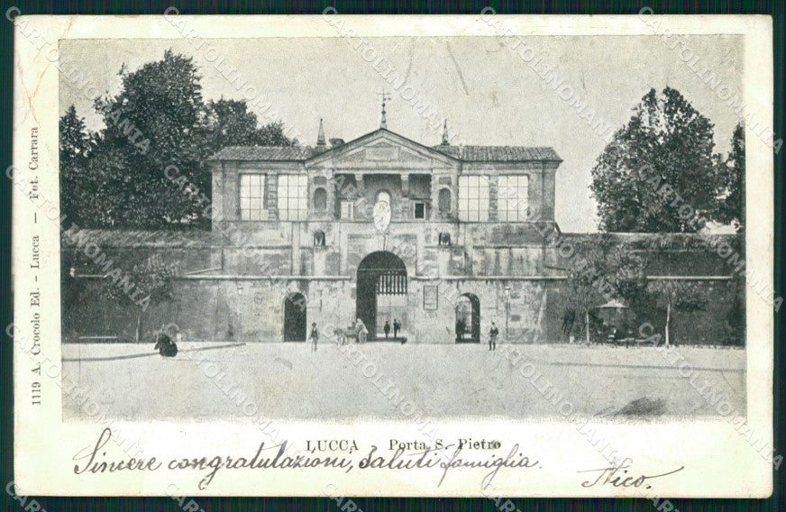 Lucca Città Porta San Pietro PIEGA cartolina VK0822 – fronte