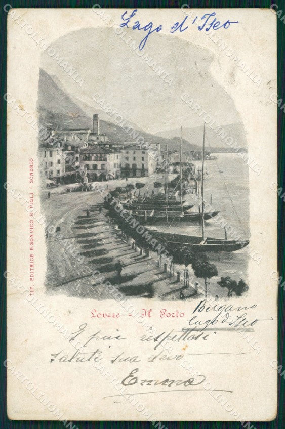 Bergamo Lovere Lago d'Iseo ABRASA PIEGHINE cartolina VK0851 – fronte