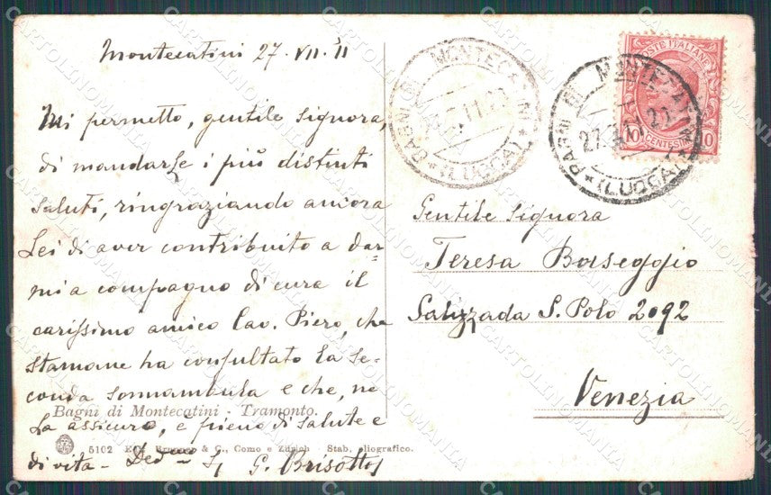 Pistoia Montecatini Bagni di STRAPPINO cartolina VK0898 – retro
