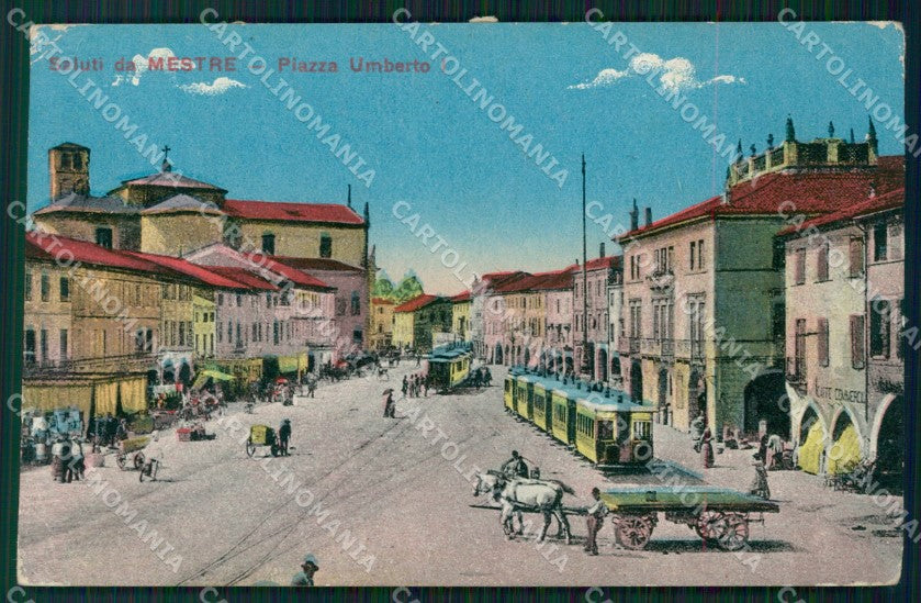 Venezia Mestre Tram Carretti PIEGHINA cartolina VK0928 – fronte
