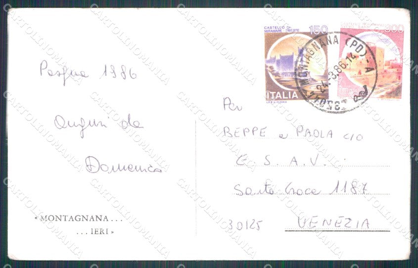 Padova Montagnana 1985 PIEGATA cartolina VK0975 – retro