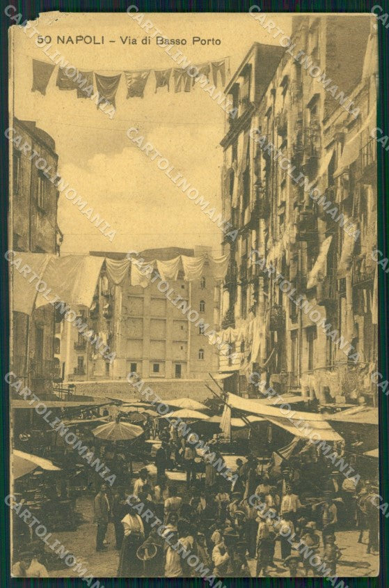 Napoli Città Via di Basso Porto Mercato ABRASA cartolina VK1015 – fronte