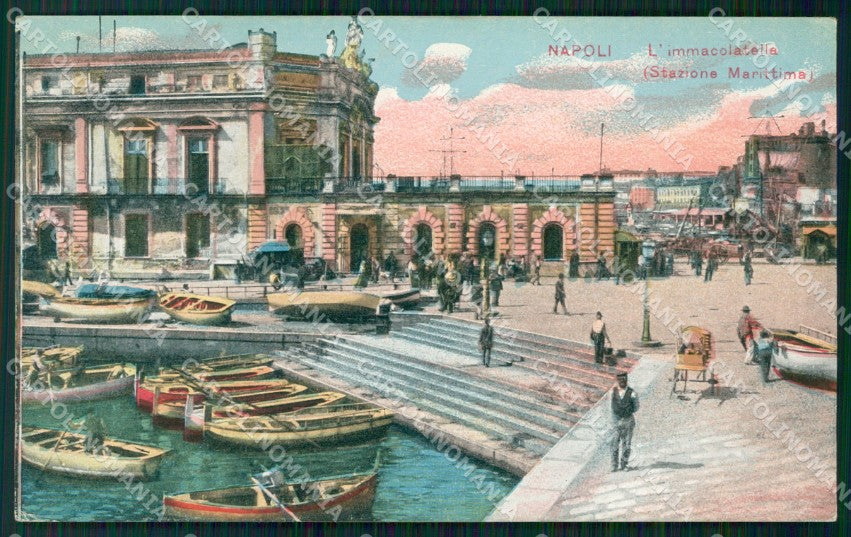 Napoli Città Stazione Marittima Barche cartolina VK1056 – fronte