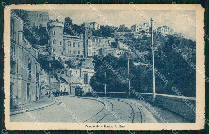 Napoli Città Parco Grifeo Tram cartolina VK1057 – fronte