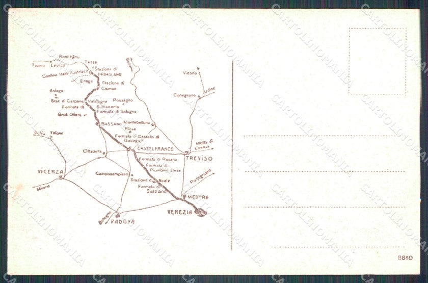 Vicenza Valstagna Oliero Ferrovia della Valsugana Mappa cartolina VK1097 – retro