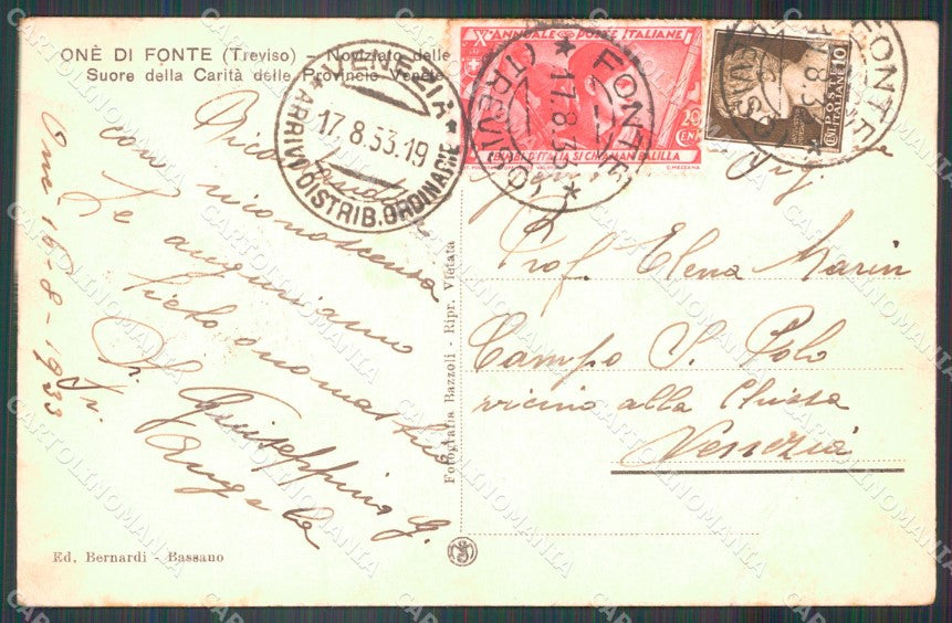 Treviso Fonte Onè di Fonte PIEGHINA cartolina VK1101 – retro