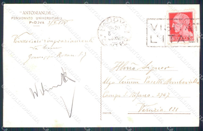 Padova Città Pensionato Universitario cartolina VK1190 – retro