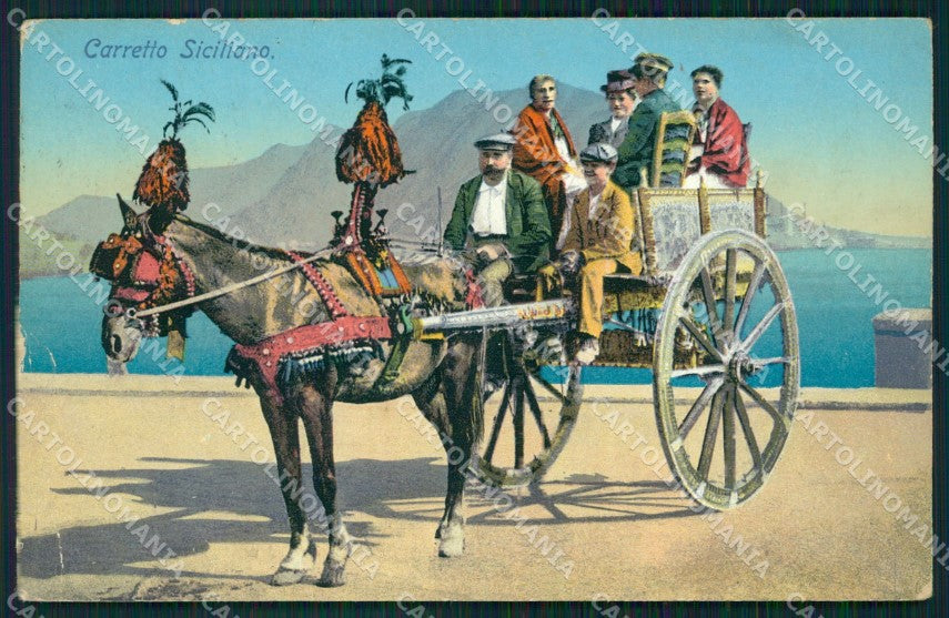 Palermo Città Carretto Siciliano Costumi PIEGA cartolina VK1218 – fronte