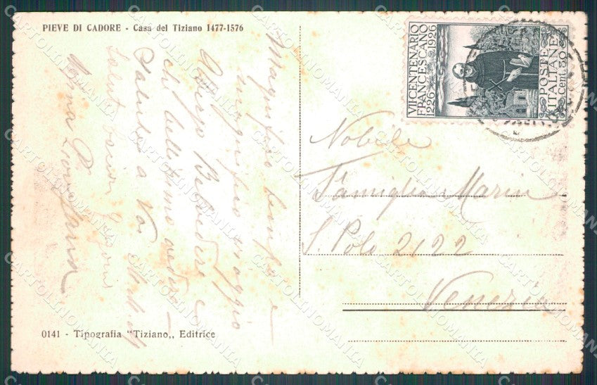 Belluno Pieve di Cadore Casa Tiziano cartolina VK1263 – retro