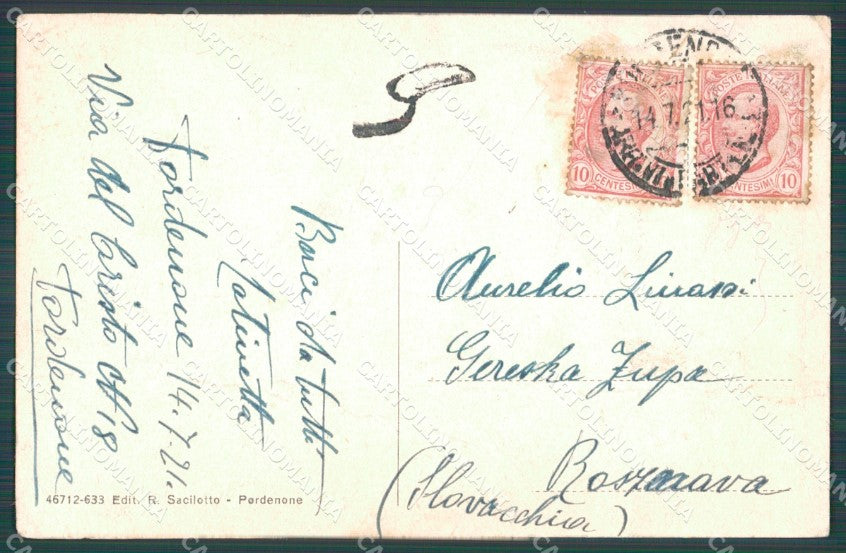 Pordenone Città PIEGHE ABRASA cartolina VK1266 – retro