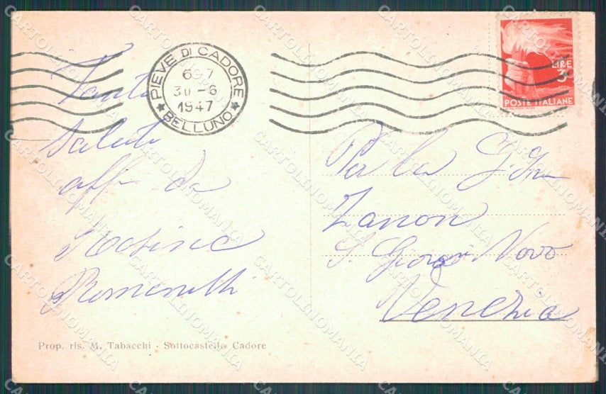 Belluno Pieve di Cadore cartolina VK1312 – retro