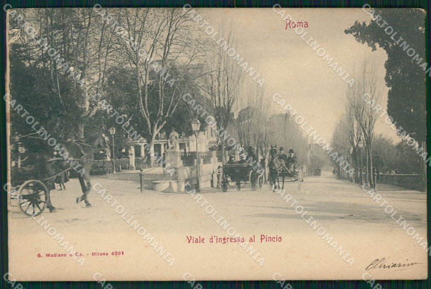 Roma Città Viale ingresso al Pincio Carrozze cartolina VK1356 – fronte