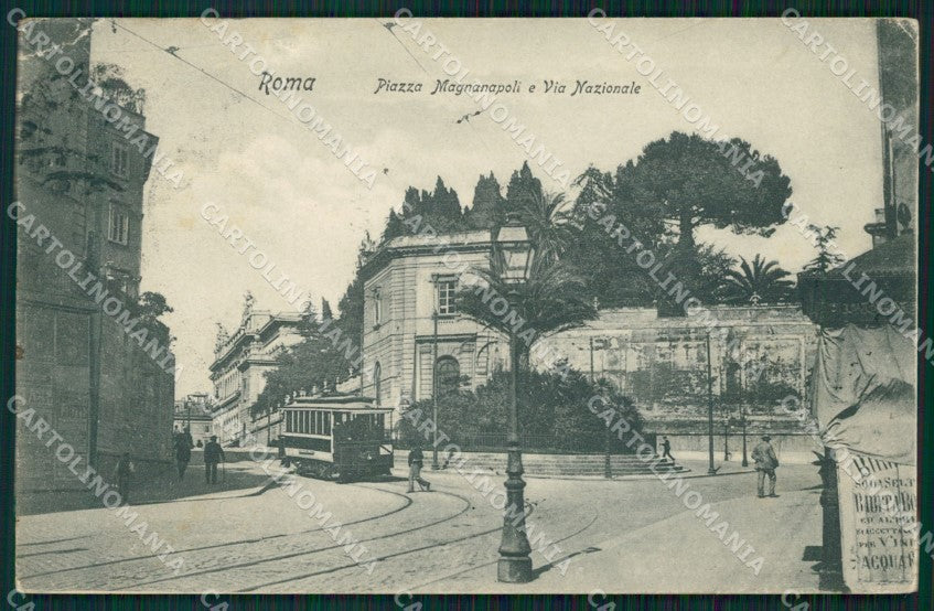 Roma Città Piazza Magnanapoli Tram PIEGA cartolina VK1395 – fronte