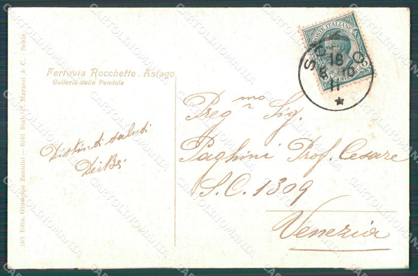 Vicenza Asiago Ferrovia Rocchette Asiago Treno cartolina VK1437 – retro