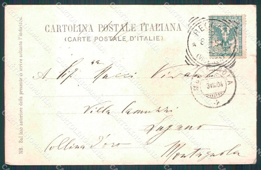 Vicenza Recoaro Terme Asino PIEGA cartolina VK1439 – retro