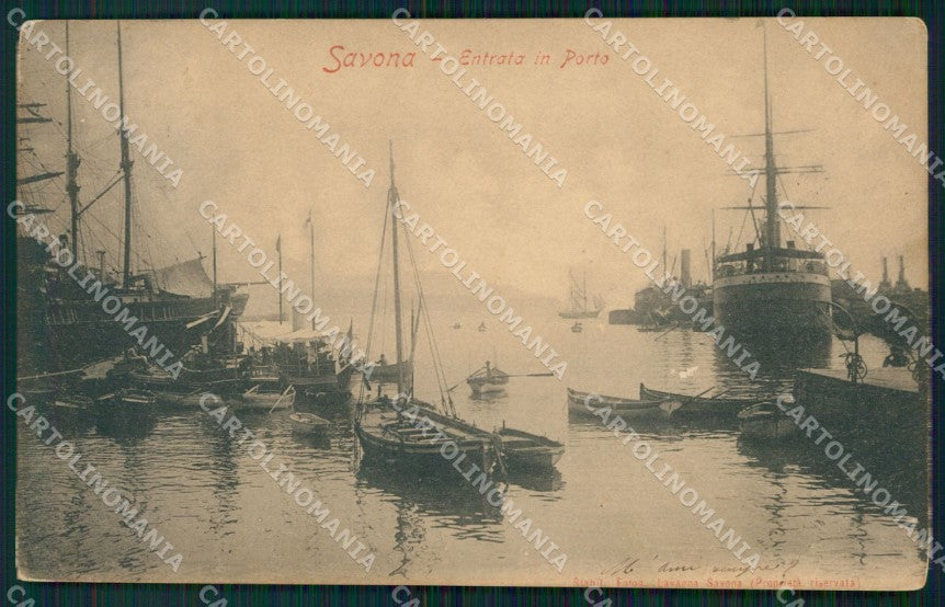 Savona Città Porto Barche ABRASA cartolina VK1479 – fronte
