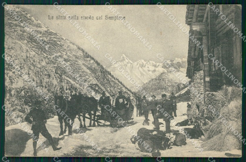 Verbania Domodossola Strada del Sempine Nevicata Slitte cartolina VK1552 – fronte