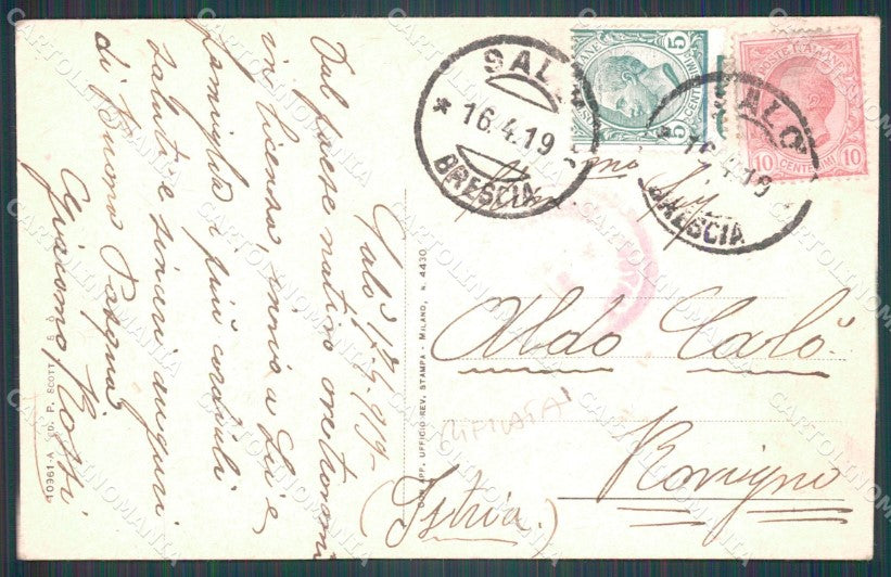 Brescia Salò Lago di Garda Battello RIFILATA cartolina VK1592 – retro
