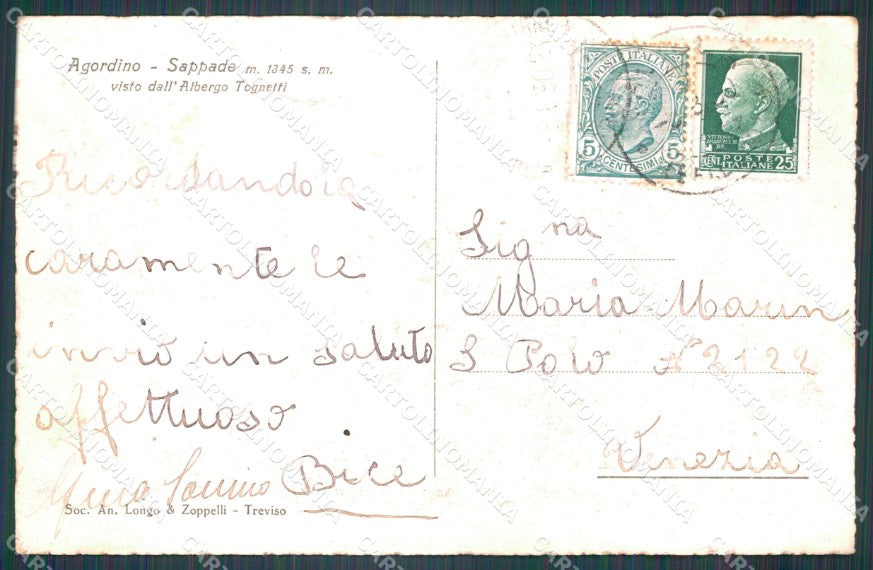 Belluno Sappade cartolina VK1611 – retro