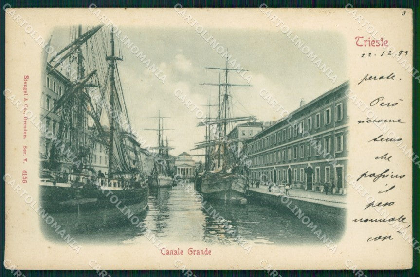 Trieste Città Canale Grande Barche Rilievo cartolina VK1625 – fronte