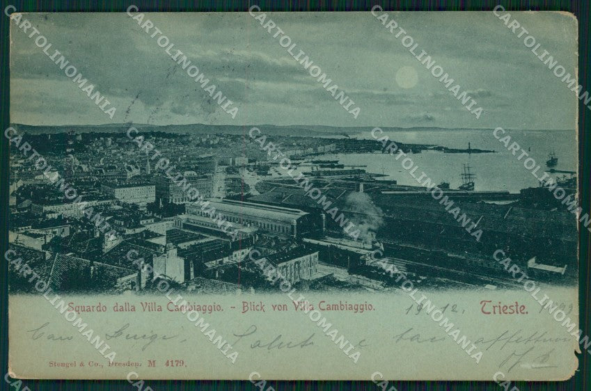 Trieste Città Villa Cambiaggio Chiaro di Luna ABRASA PIEGHINA cartolina VK1641 – fronte