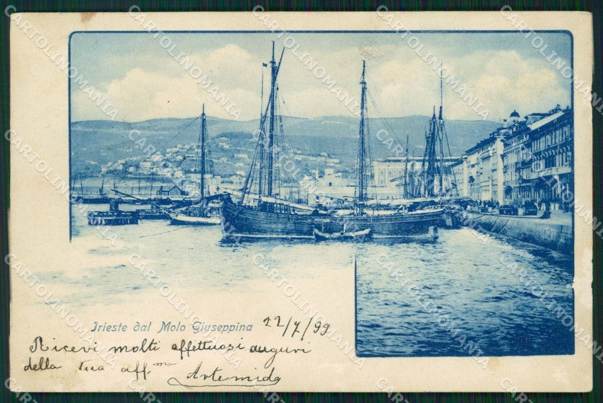 Trieste Città Molo Giuseppina Barche ABRASA cartolina VK1681 – fronte