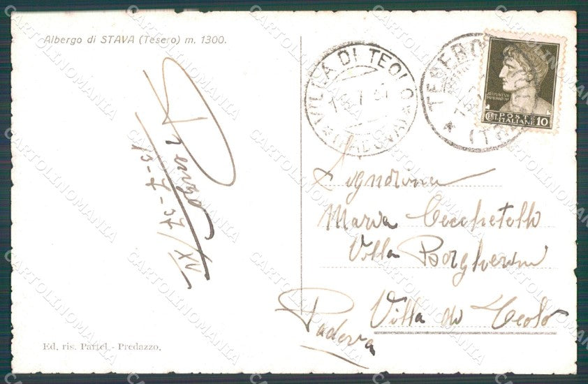 Trento Tesero Stava cartolina VK1913 – retro