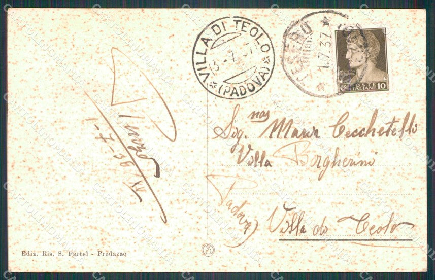 Trento Tesero Lago STRAPPINO cartolina VK1914 – retro