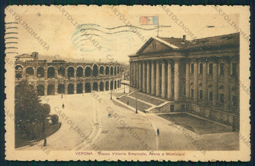 Verona Città Arena Municipio PIEGA cartolina VK1986 – fronte