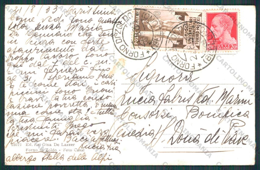 Belluno Zoldano Formo PIEGHINA cartolina VK2138 – retro