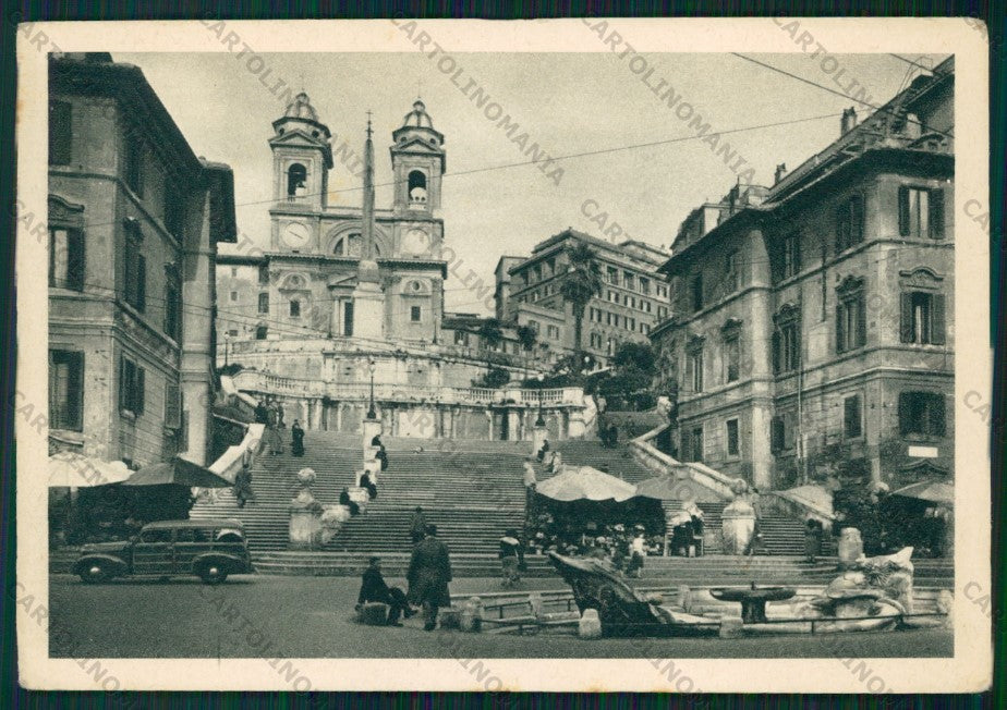 Roma Città Scalinata Chiesa Trinità dei Monti Auto PIEGHINA FG cartolina VK2192 – fronte