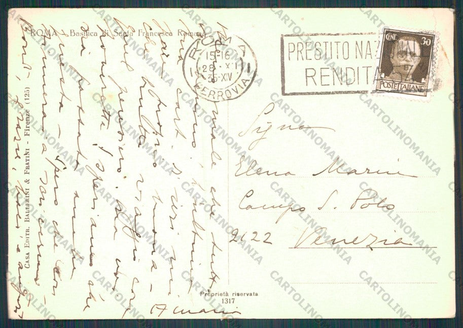 Roma Città Basilica Santa Francesca Romana PIEGA FG cartolina VK2200 – retro