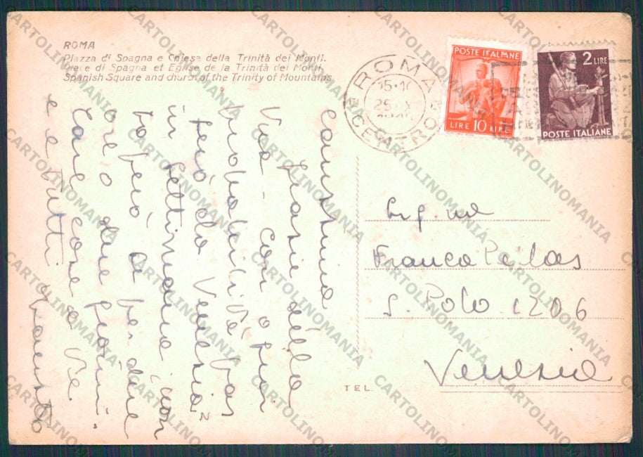 Roma Città Piazza di Spagna Trinità dei Monti PIEGHINE FG cartolina VK2202 – retro