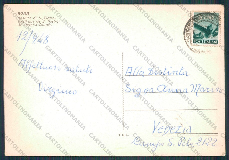 Roma Città del Vaticano Basilica San Pietro PIEGATA FG cartolina VK2214 – retro