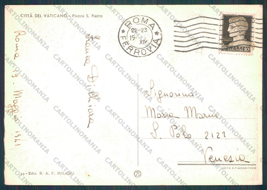 Roma Città del Vaticano Piazza San Pietro PIEGHINA FG cartolina VK2216 – retro
