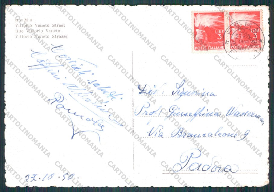 Roma Città Via Vittorio Veneto PIEGHINE FG cartolina VK2331 – retro
