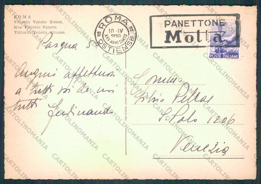 Roma Città Via Vittorio Veneto Auto FG cartolina VK2332 – retro