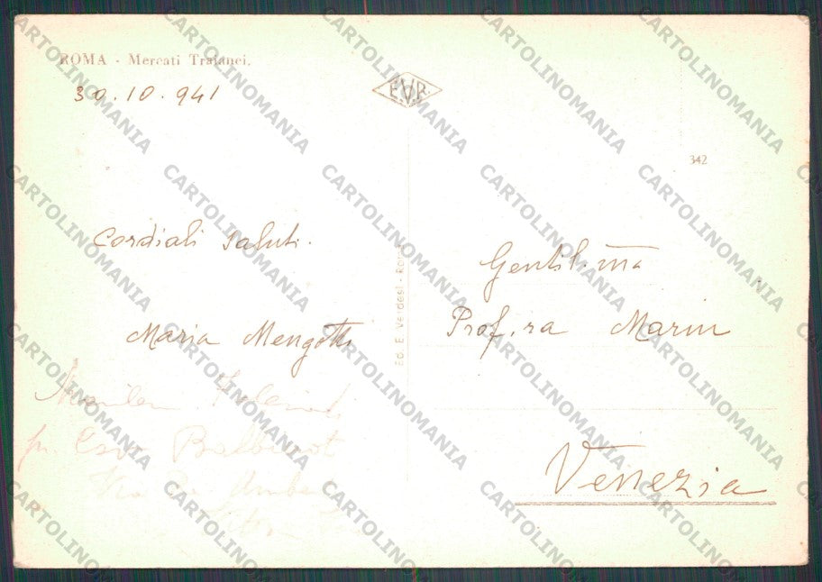 Roma Città Mercati Traianei Corriera PIEGA FG cartolina VK2360 – retro