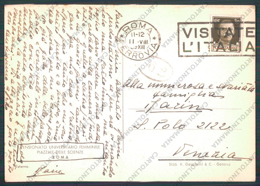 Roma Città Pensionato Universitario Piazzale delle Scienze FG cartolina VK2361 – retro