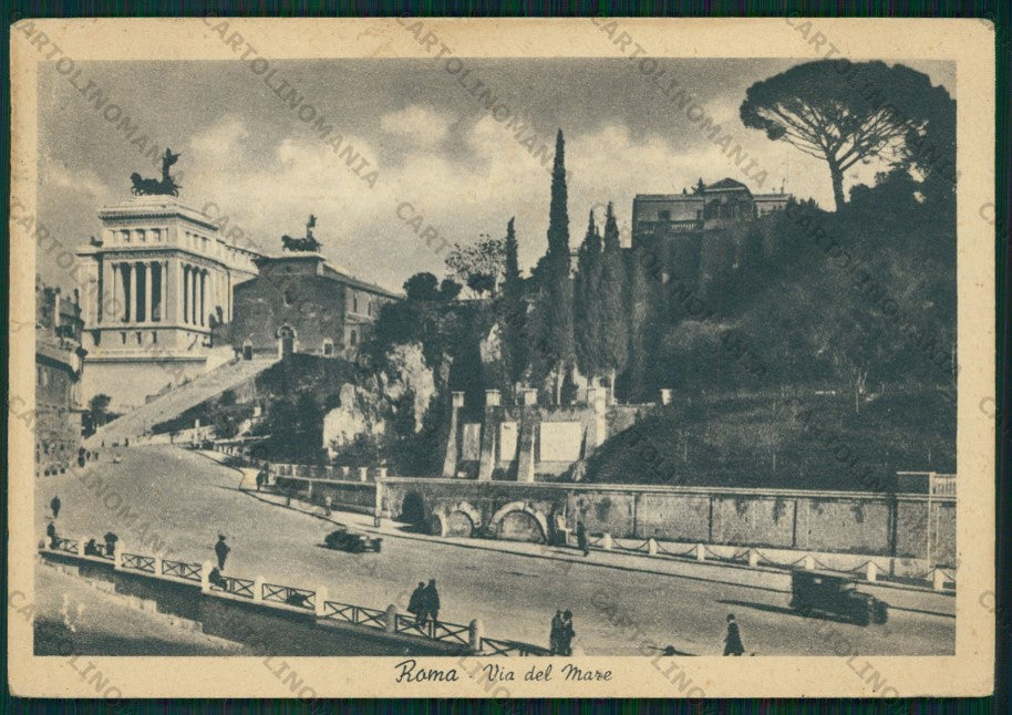Roma Città Via del Mare Auto PIEGHINE FG cartolina VK2376 – fronte