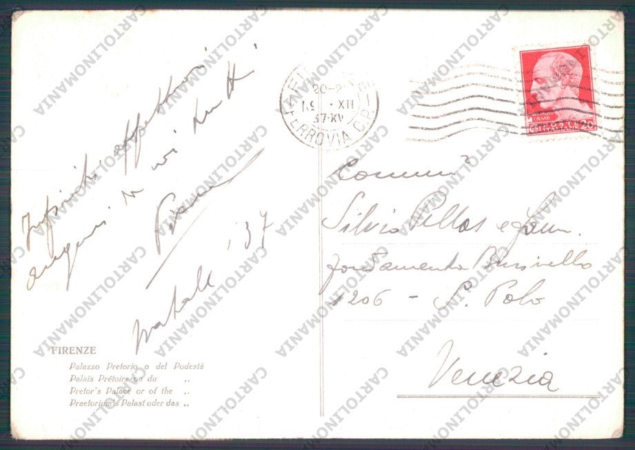 Firenze Città Palazzo Pretorio FG cartolina VK2412 – retro