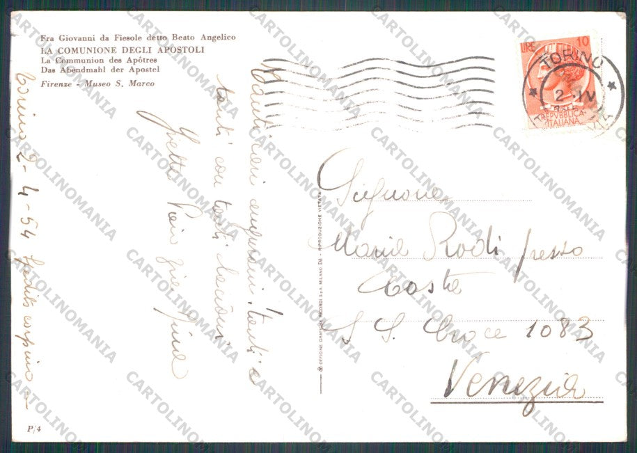 Firenze Città Museo San Marco Comunione Apostoli FG cartolina VK2419 – retro